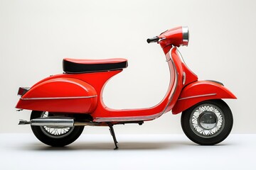 Obraz premium Classic red scooter showcases vintage design with sleek curves a