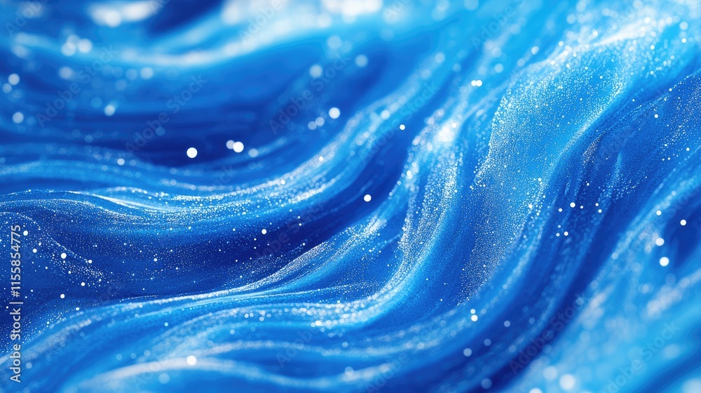 Poster abstract blue waves with sparkling texture featuring ample empty space for text in a digital futuris