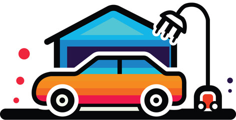 car with a car wash vector art