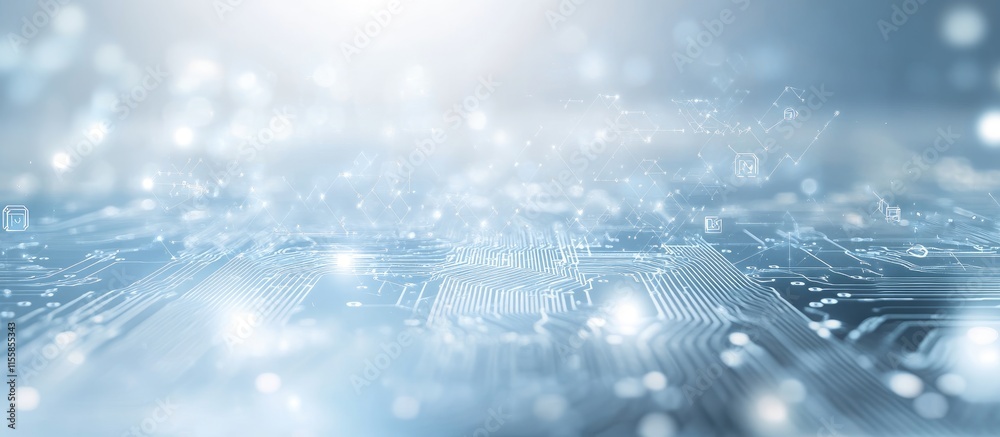 Fototapete abstract digital technology background with circuit patterns and glowing elements in blue tones idea