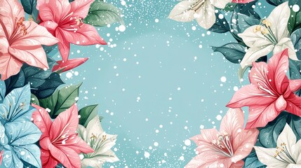 Beautiful Floral Frame Design Featuring Christmas Elements with Dragon Motifs and Outrageous Pop Art Style Perfect for Holiday Celebrations