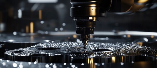 Robotic arm in metal production highlighting automation in manufacturing with precise detailing and space for text integration