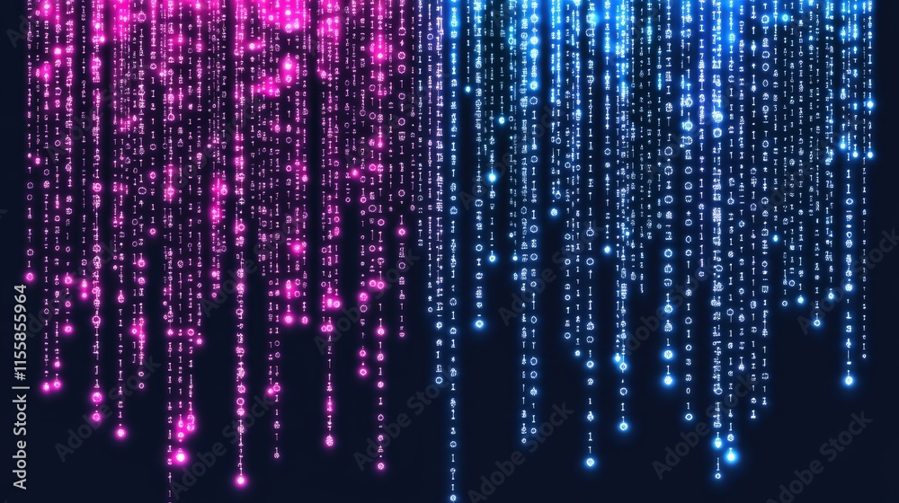 Poster big data technology and data science illustration. data flow concept. querying, analysing, visualizi