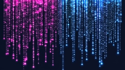 Big data technology and data science illustration. Data flow concept. Querying, analysing, visualizing complex information
