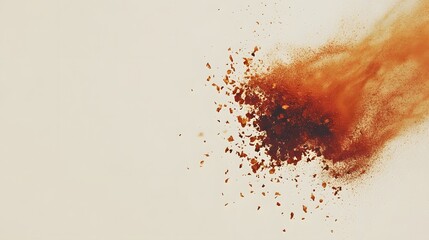 Brown powder explosion against a light background