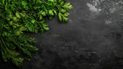 Fresh vibrant carrots with green tops on a textured dark background ideal for food or health related content and promotional materials