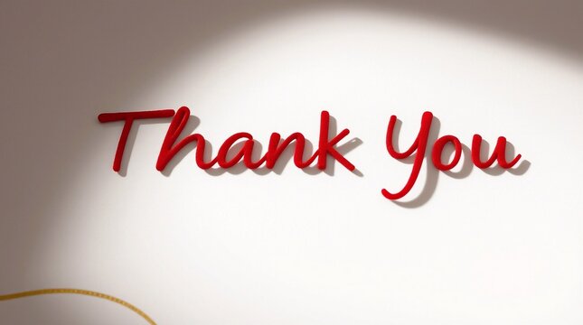 Thank you animated poster with red text on white background, featuring wavy golden lines. gratitude in business, event invitations and personal thank you notes