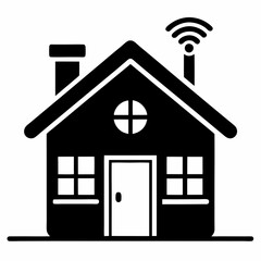 Smart Home Silhouette Vector Art