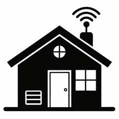 Smart Home Silhouette Vector Art