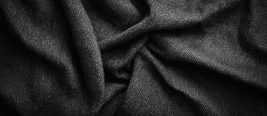 Fototapeta premium Black denim fabric texture background offering ample copyspace for text and design elements ideal for fashion or textile-related projects