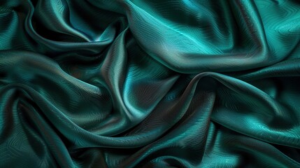 Black dark teal jade emerald sea aventurine green abstract background. Silk satin fabric. Glitter...