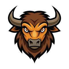 Bison head mascot logo art illustration