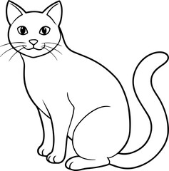 cat outline vector illustration line art