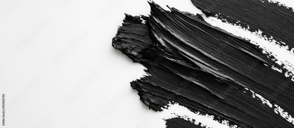 Poster black paint brushstroke creating a textured background with ample white space for text or design ele