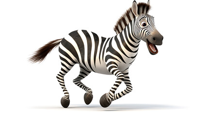 Obraz premium A cartoon zebra is running with its mouth open, looking happy. generated using AI