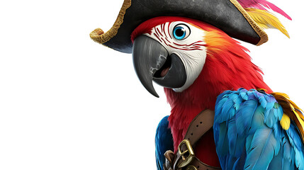 Obraz premium A colorful parrot wearing a pirate hat and a pirate's outfit. generated using AI