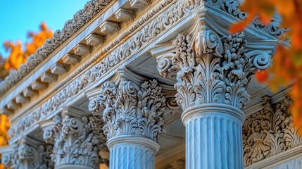 Obraz premium Ornate classical columns, detailed carvings, architectural elements