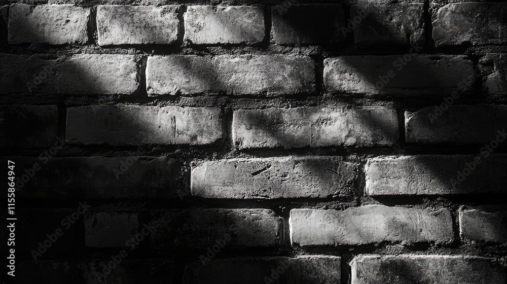 Poster textured brick wall with shadows creating a dramatic backdrop perfect for adding custom text or desi