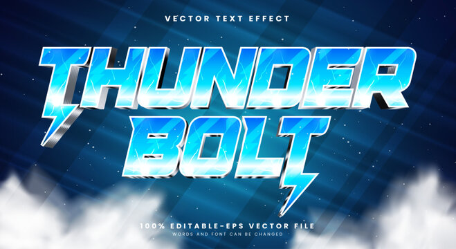 Thunder Bolt 3D editable text effect template Suitable for thunder pattern