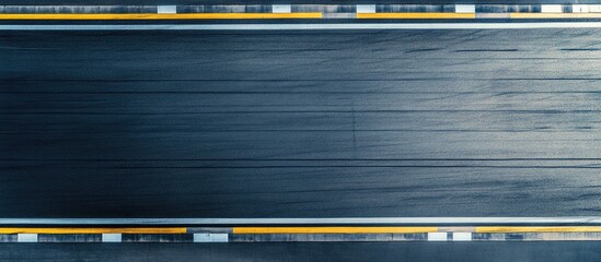 Aerial view of an empty racetrack featuring painted lines on asphalt ideal for overlaying text or graphics