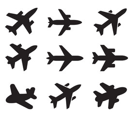 airplane icons set vector on white background 