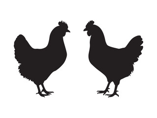 Chicken silhouette vector set on white background 