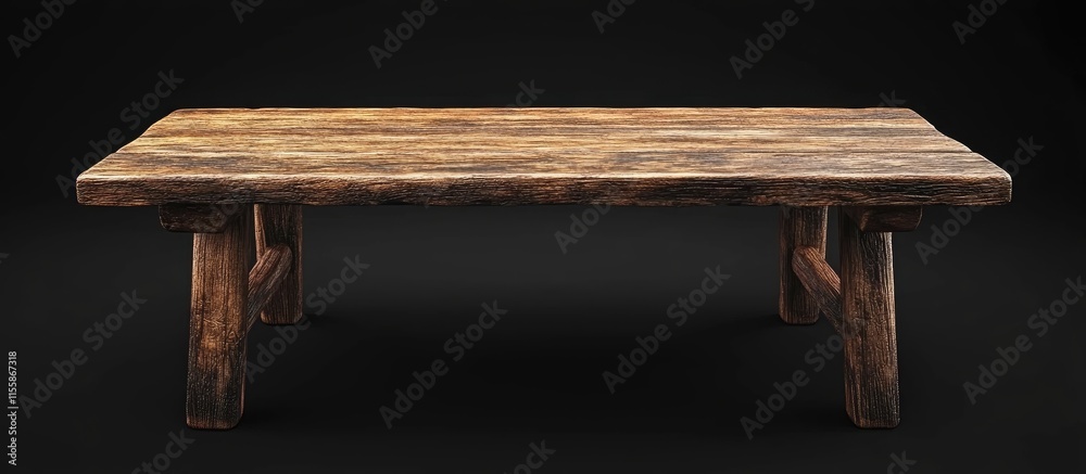 Poster rustic wooden table against a dark background providing ample empty space for text or design element