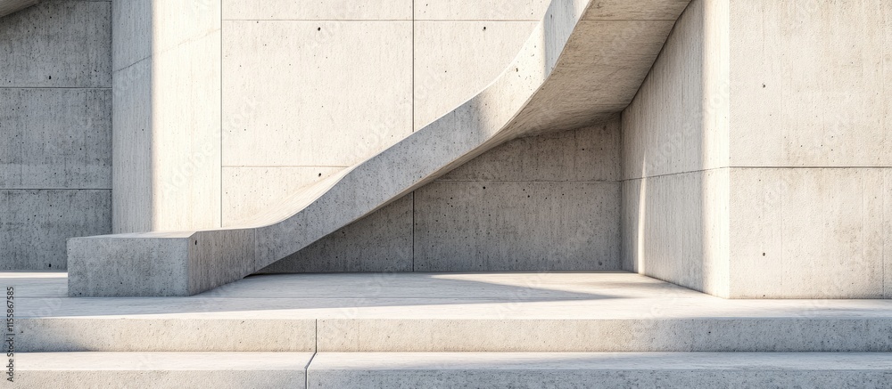 Poster abstract concrete structure with curved edges providing blank space for text and minimalist design e