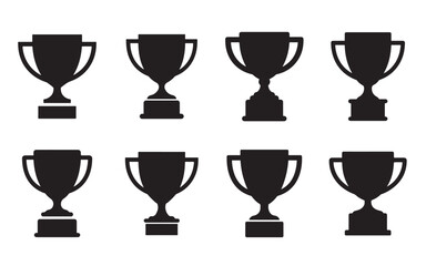 trophy cup icon set vector on white background 