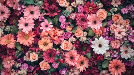 Aesthetic Floral Background with Vibrant Flowers and Empty Space for Text Placement in Natural Design