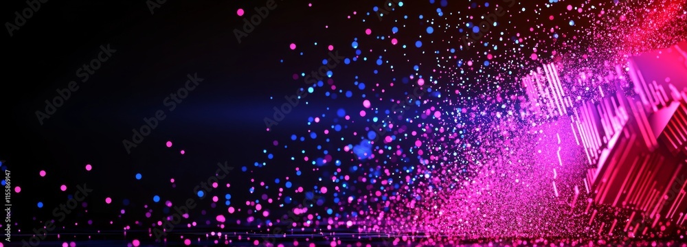 Poster in a 3d context, abstract digital connection dots and lines create a network structure with a plexus