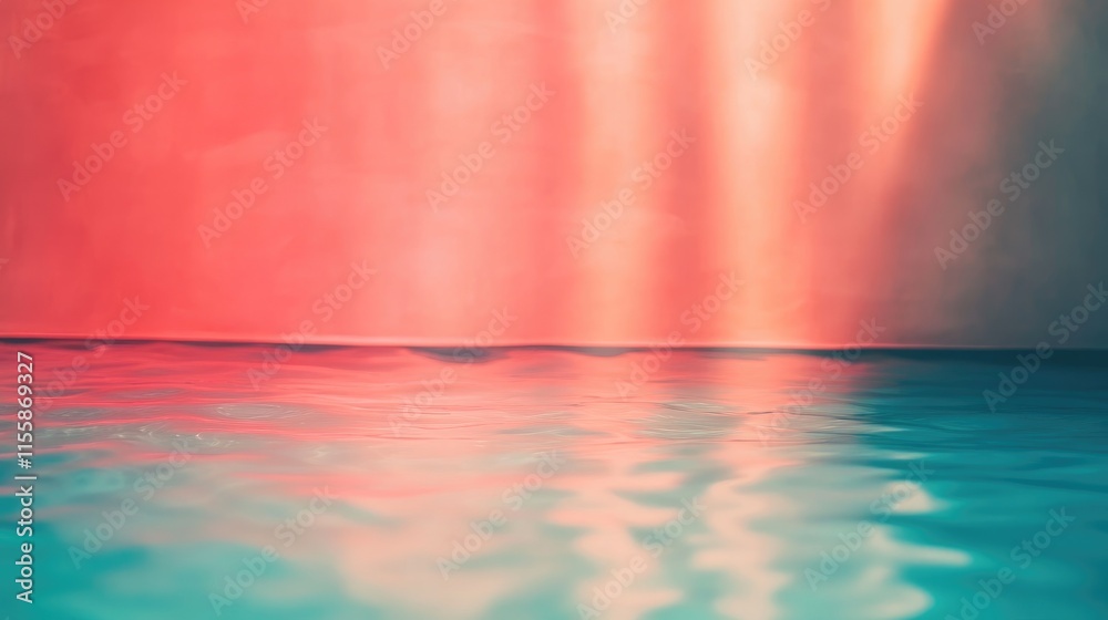 Poster abstract blurred background with gradient light red and turquoise colors offering copy space for tex