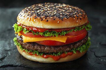 A visual comparison showcasing healthy vegetarian food like fresh vegetables, fruits, and salads on one side and unhealthy processed fast food like burgers, fries, and sugary drinks on the other, high