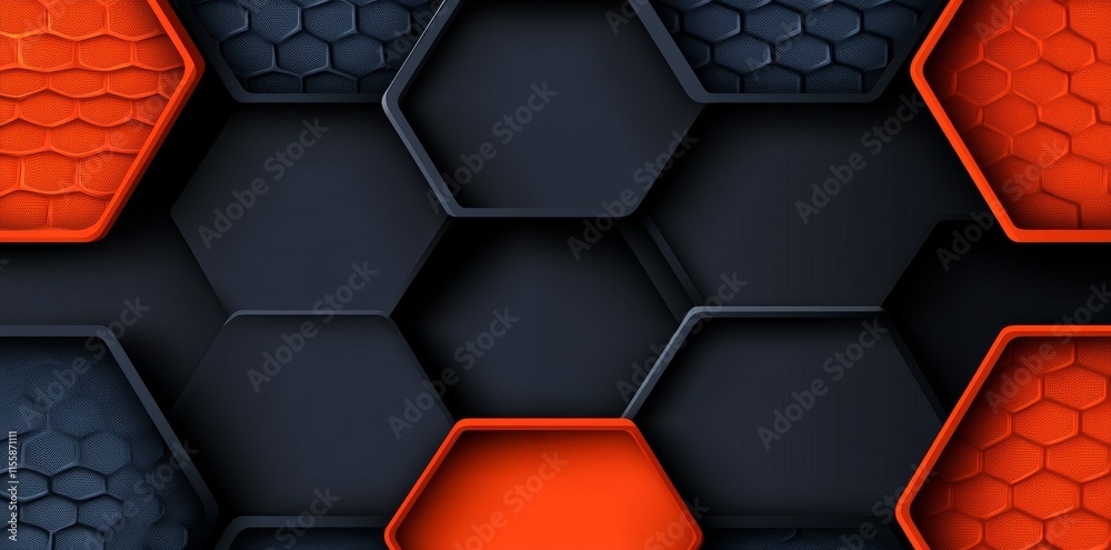 Poster abstract design with a glowing hexagon pattern - generative ai