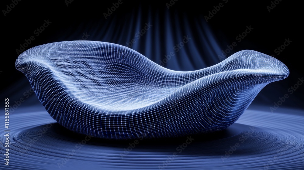 Poster a blue abstract backdrop with a network grid and connected particles. stock aig21