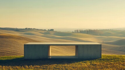 Obraz premium Minimalist Architecture Set Against Rolling Hills