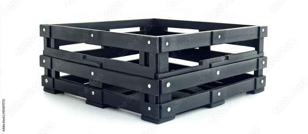 Poster black wooden crate isolated on white background suitable for product display or text placement with 
