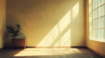 Vintage modern living room interior with natural light and empty space for text promoting home design and aesthetic decor concepts