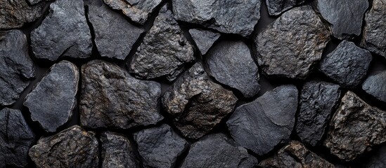 Fototapeta premium Textured Black Stone Wall Background with Panoramic View and Space for Text or Graphics in a Dark Aesthetic Design