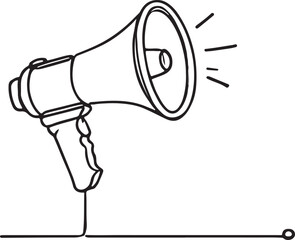 Megaphone Outline Drawing Minimalist Design in Black and White