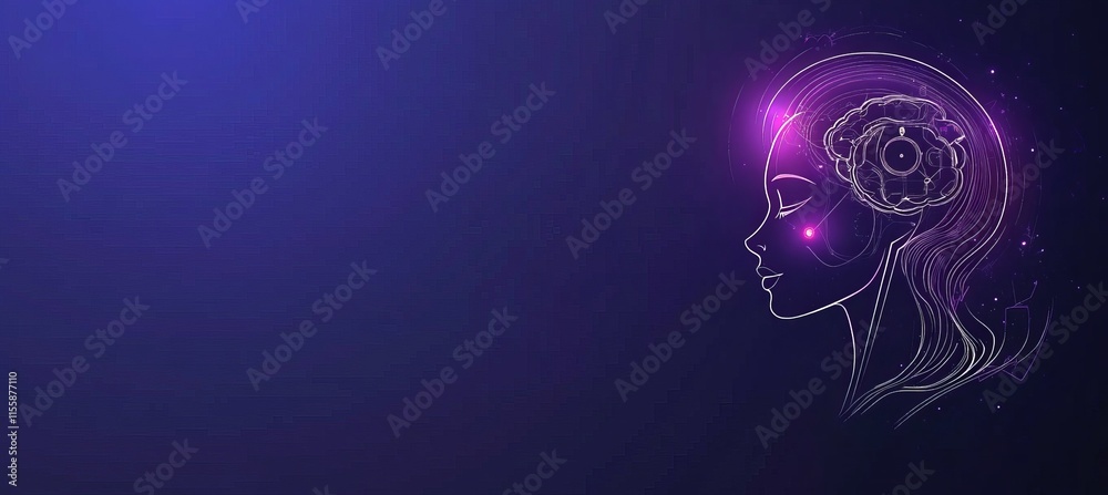 Poster the idea of big data and stocks connected with machine learning and cyber mind domination is symboli