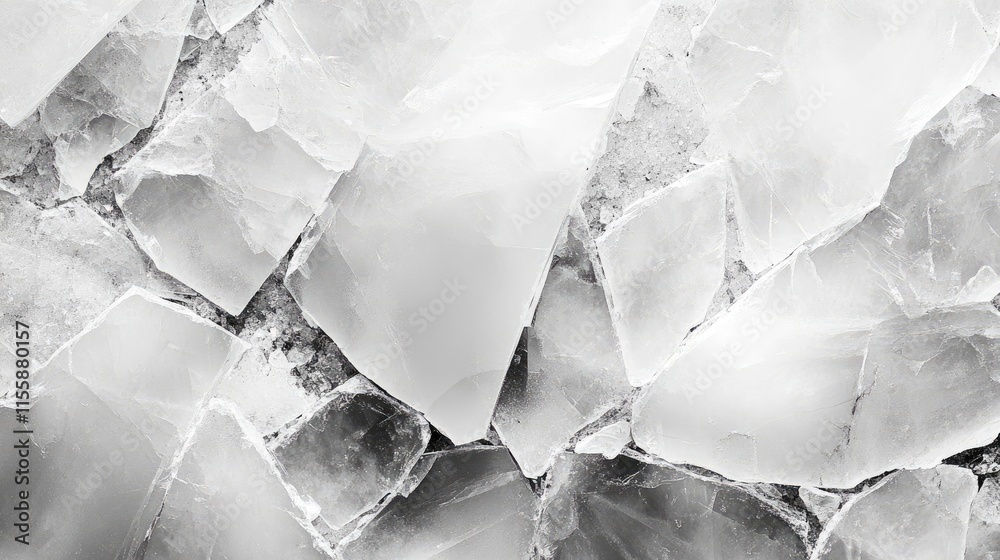 Poster close up of fragmented quartz crystal texture with ample negative space for overlaying text or graph