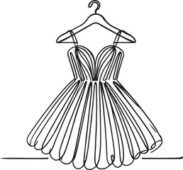 Minimalist Dress on Hanger Line Drawing Clean and Elegant Design