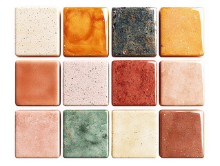 Fototapeta premium Detailed of Ceramic Glaze Samples Featuring a Variety of Colors and Textures Ideal for Art and Projects