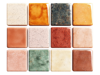 Detailed of Ceramic Glaze Samples Featuring a Variety of Colors and Textures Ideal for Art and Projects