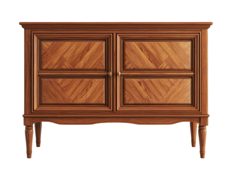 Antique Wooden Cabinet Displaying Detailed Craftsmanship and Elegant in Stage of Rest, Perfect for Interior Decor and Vintage Enthusiasts