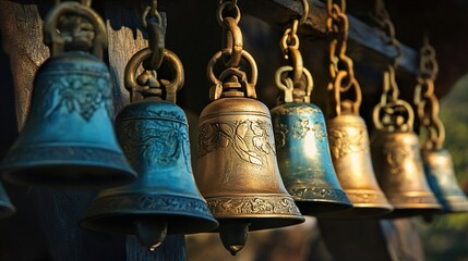 Fototapeta premium Ancient Temple Bells: Serenity and Spirituality
