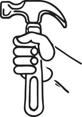 Hammer Design in Line Art Minimalist Vector Illustration