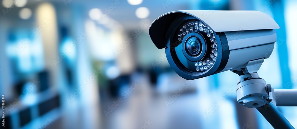 Poster modern cctv surveillance camera for enhanced security monitoring in commercial spaces : generative a