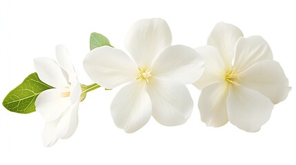 Fototapeta premium Three Delicate White Flowers with Green Leaves